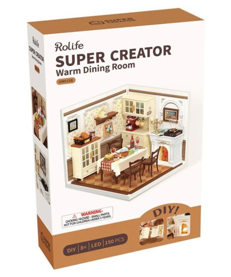 Robotime Rolife DIY Miniature Dollhouse Kit: Warm Dining Room