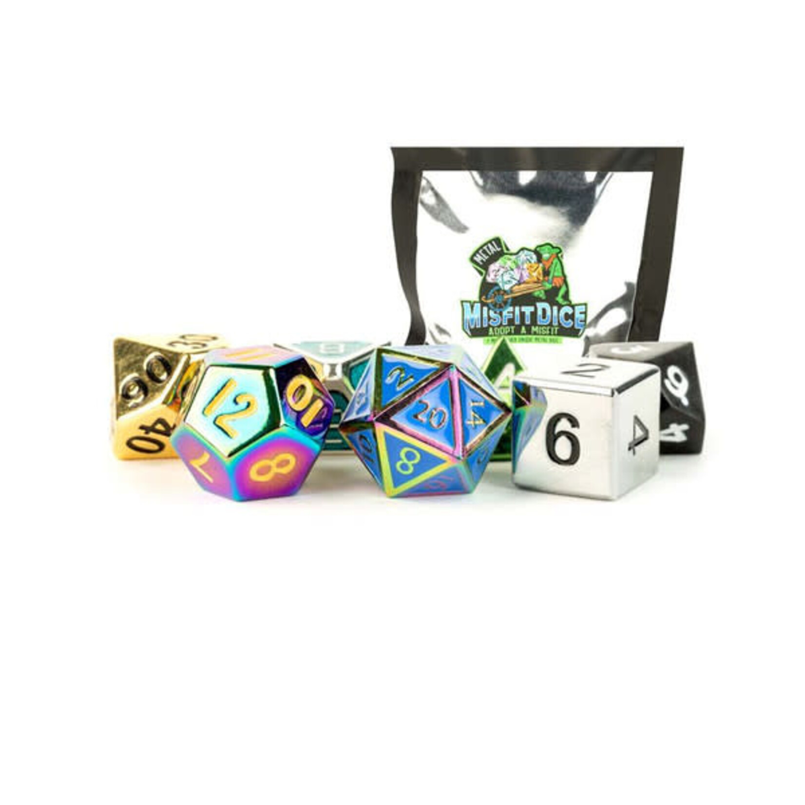 Metallic Dice Games MDG Fanroll Mystery Misfit: Metal Polyhedral Dice Set