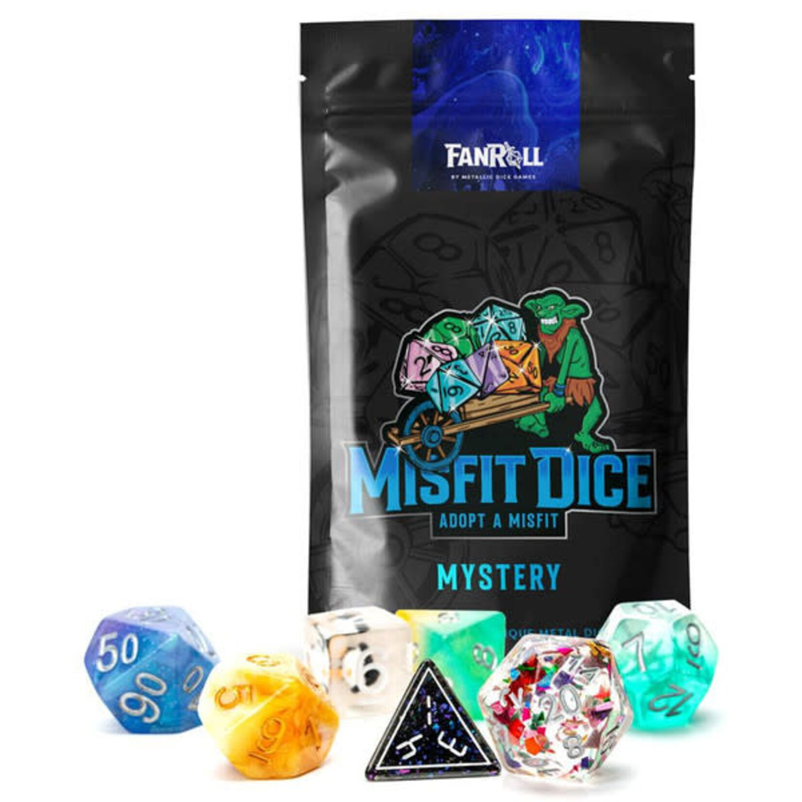 Metallic Dice Games MDG Fanroll Mystery Misfit: Resin Polyhedral Dice Set