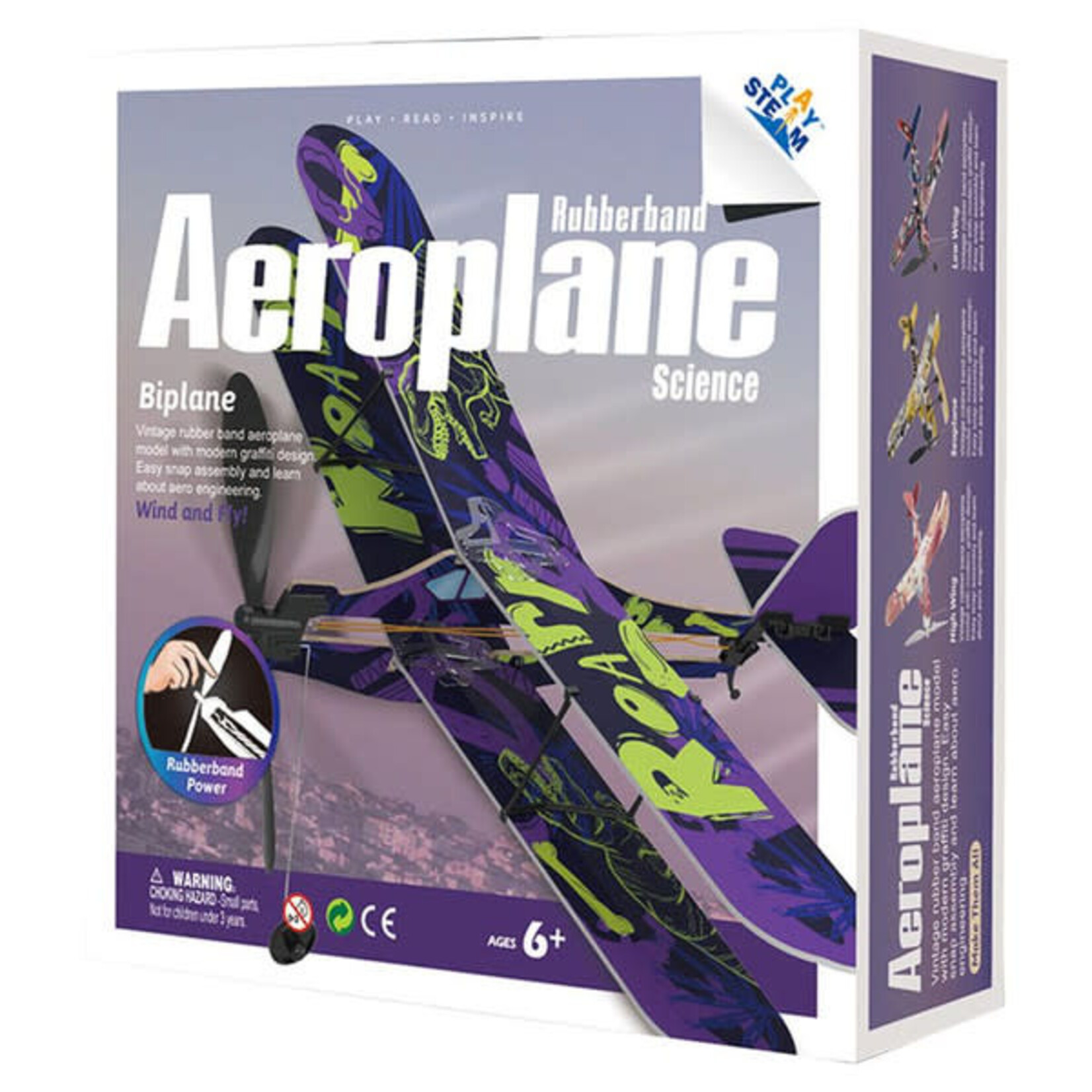 PlaySTEM Rubber Band Airplane Science - Biplane
