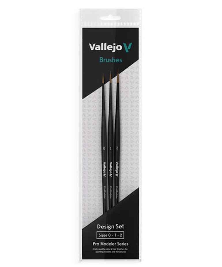 Vallejo Vallejo Brush: Brush Set: Design: Natural Hair (Sizes 0, 1 & 2)