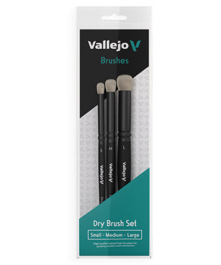 Vallejo Vallejo Brush Set: Dry Brush: Natural Hair (S, M & L)