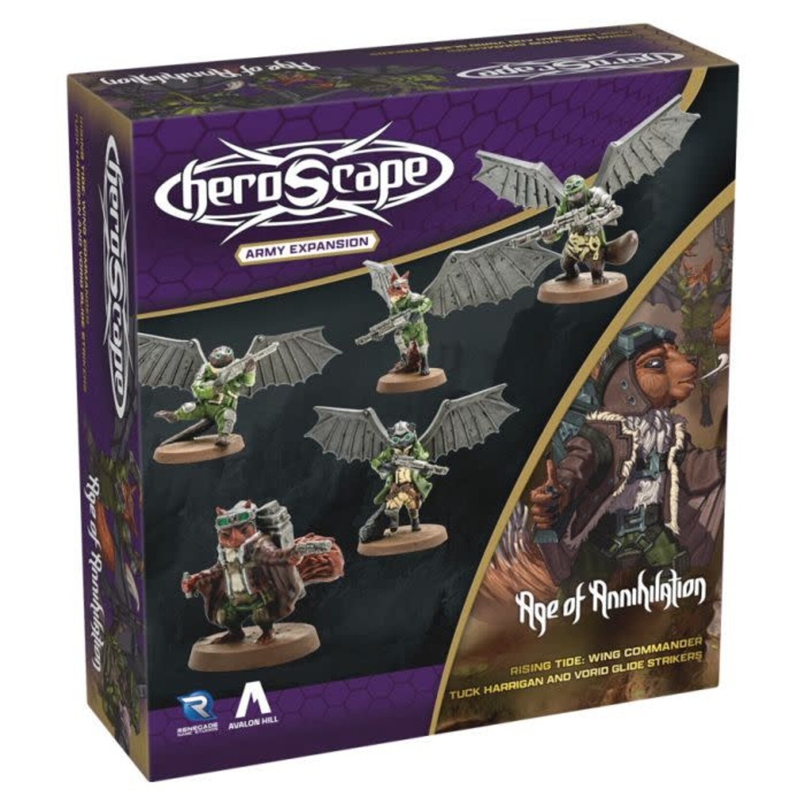 Renegade Game Studio Heroscape: Rising Tide: Wing Commander Tuck Harrigan and Vorid Glide Strikers Army Expansion