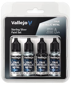 Vallejo Vallejo True Metallic Metal Sterling Silver Color Set (4)