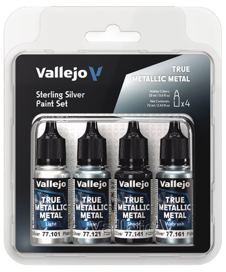 Vallejo Vallejo True Metallic Metal Sterling Silver Color Set (4)