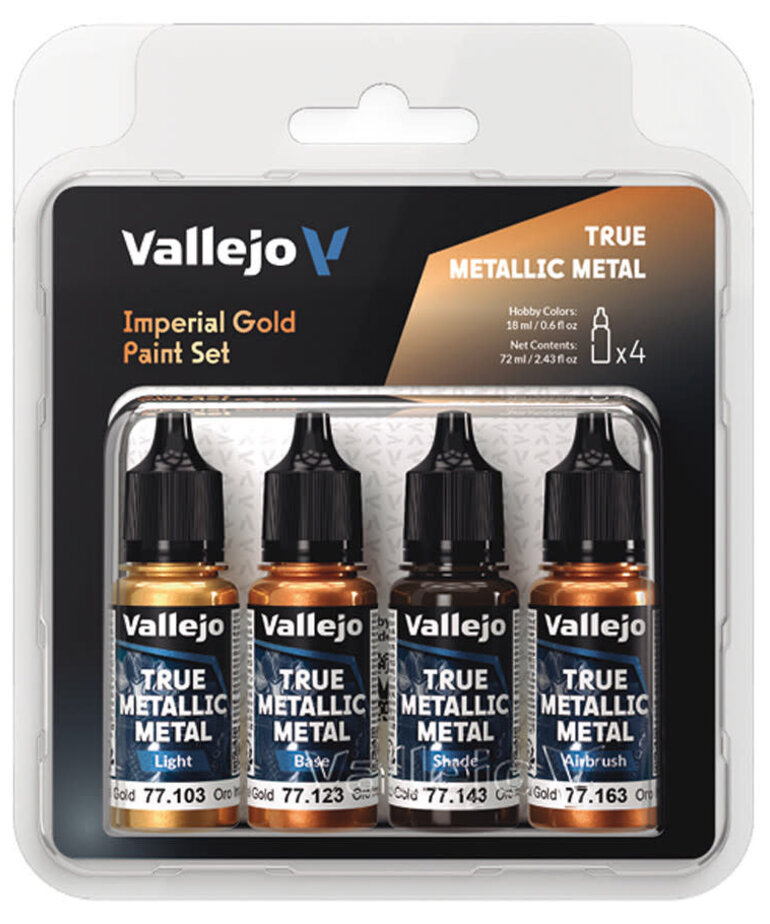Vallejo Vallejo True Metallic Metal Imperial Gold Color Set (4)