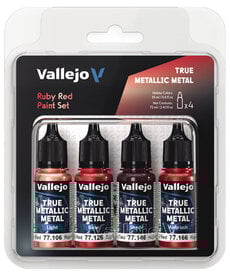 Vallejo Vallejo True Metallic Metal: Ruby Red Color Set (4)