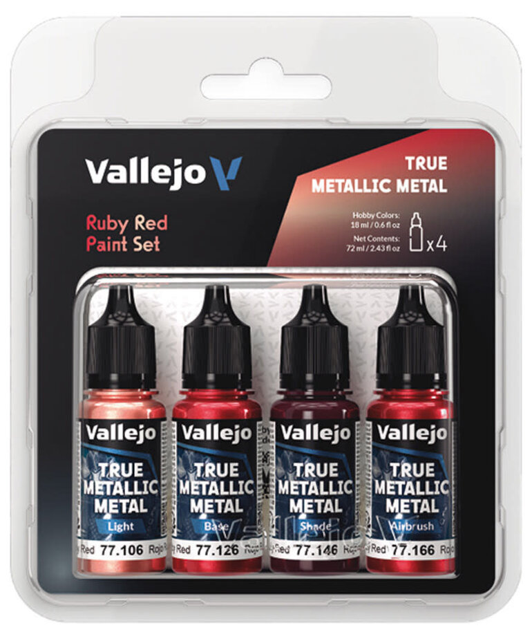 Vallejo Vallejo True Metallic Metal: Ruby Red Color Set (4)