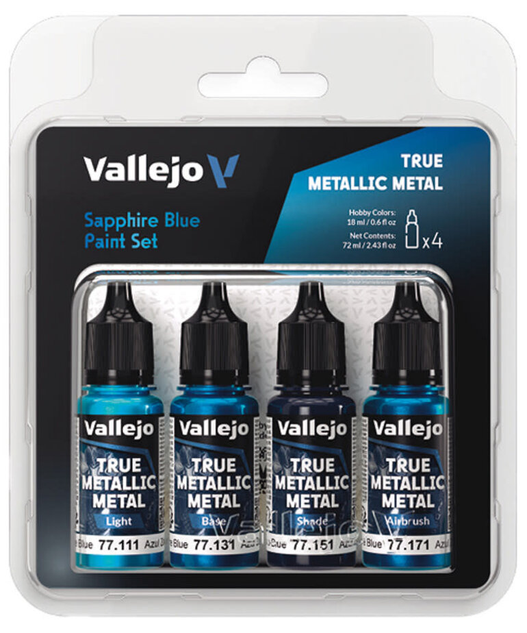 Vallejo Vallejo True Metallic Metal Sapphire Blue Color Set (4)