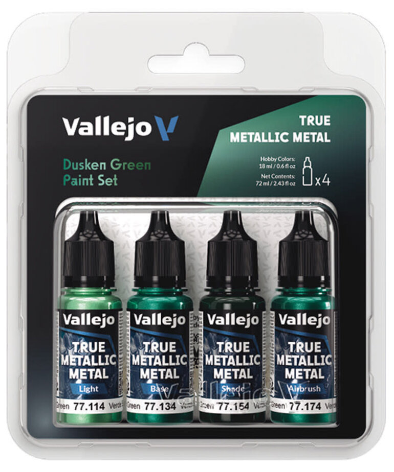 Vallejo Vallejo True Metallic Metal Dusken Green Color Set (4)