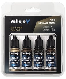 Vallejo Vallejo True Metallic Metal Aged Metal Color Set (4)