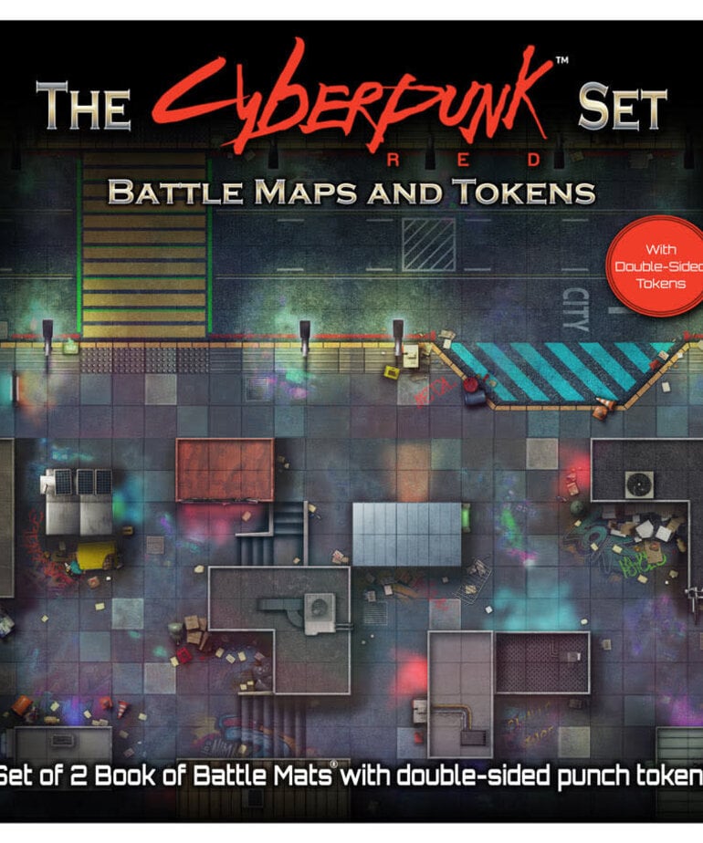 Loke Battlemats Cyberpunk: Book of Battle Maps & Tokens for Cyberpunk RED