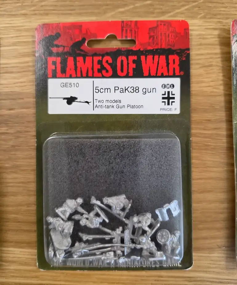 Flames of War NOS: Flames Of War GE510 5cm PaK38 gun Two Models Anti-tank gun Platoon