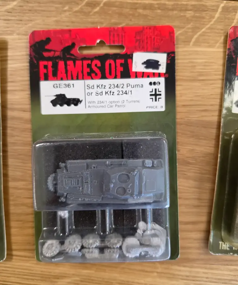 Flames of War NOS: Flames Of War GE361 Sd Kfz 234/2 Puma or Sd Kfz 234/1 With 234/1 option (2 Turrets) Armoured Car Patrol