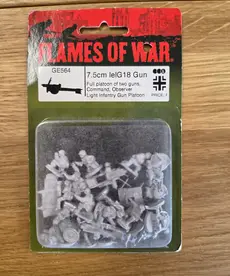Flames of War NOS: Flames Of War GE564 7.5cm leIG18 Gun Full Platoon of two guns, Command, Observer, Light Infantry Gun Platoon