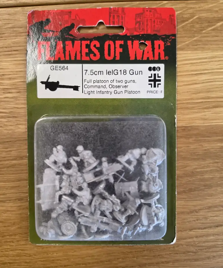 Flames of War NOS: Flames Of War GE564 7.5cm leIG18 Gun Full Platoon of two guns, Command, Observer, Light Infantry Gun Platoon