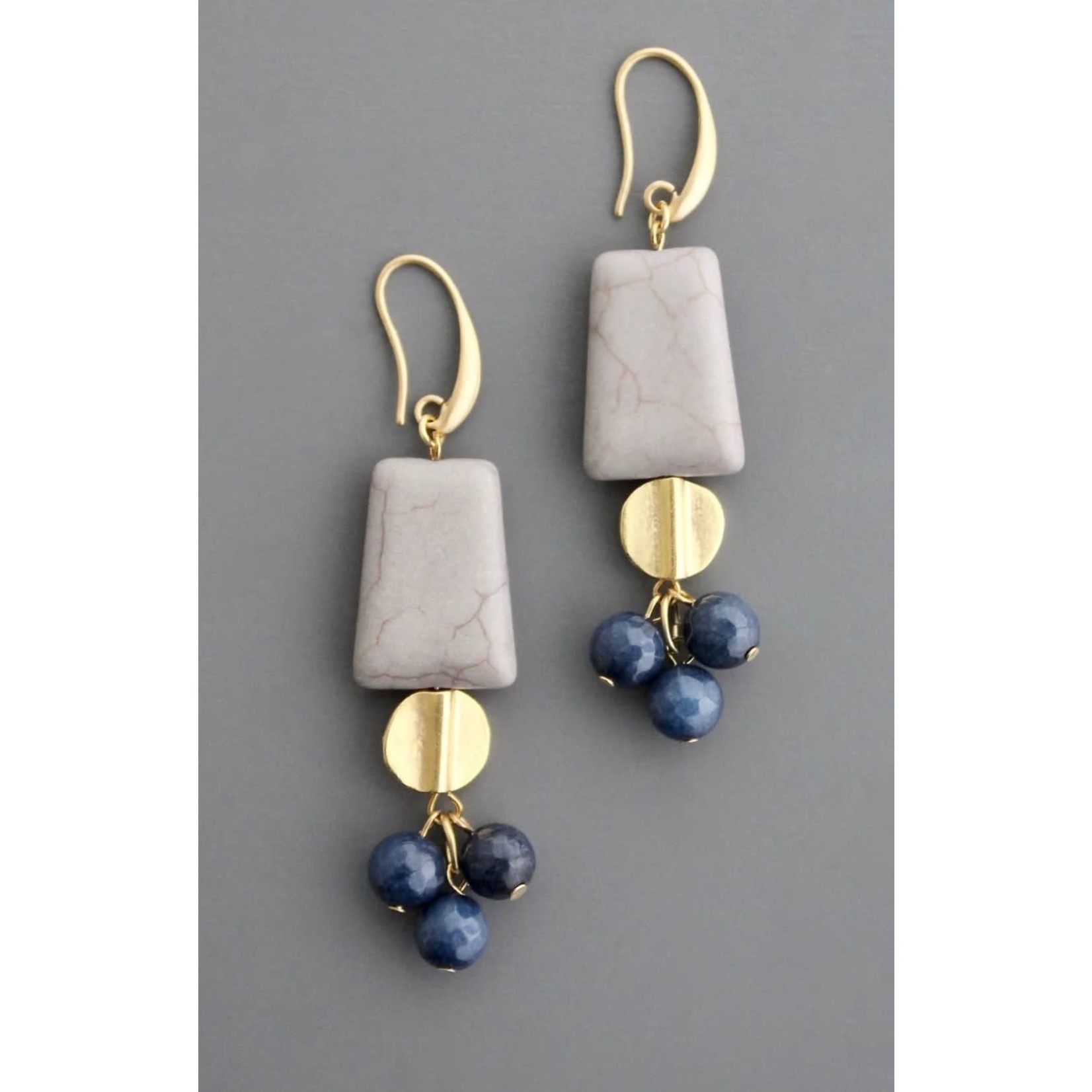 DAVID AUBREY GRAY AND NAVY BLUE CLUSTER EARRINGS
