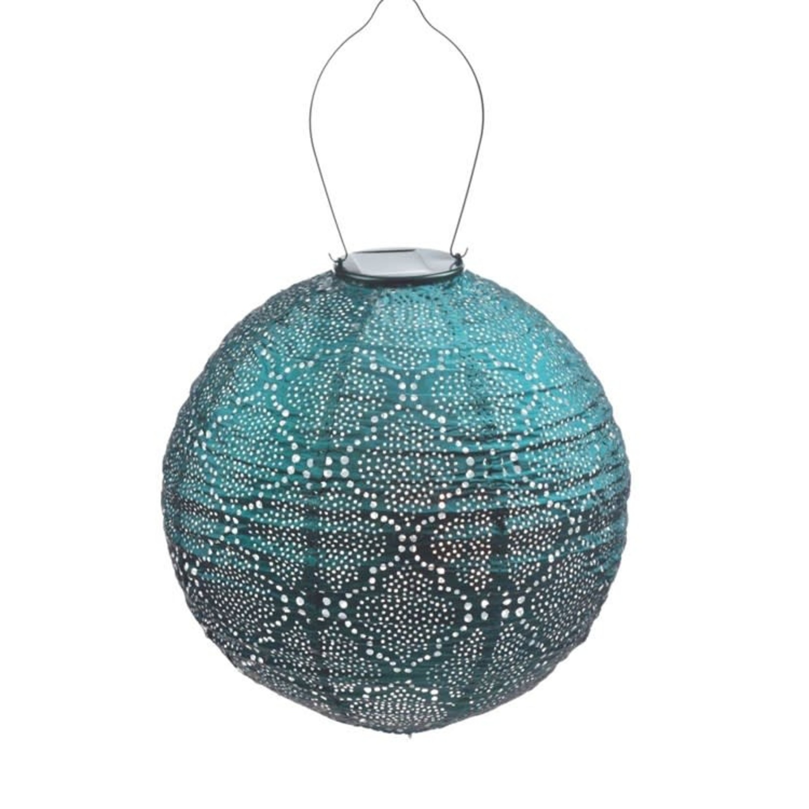 15" Round Bazaar Design LED Lantern, Sea Blue