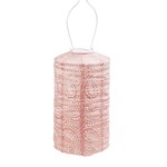 13" Cylinder Paisley Design LED Lantern, Pink