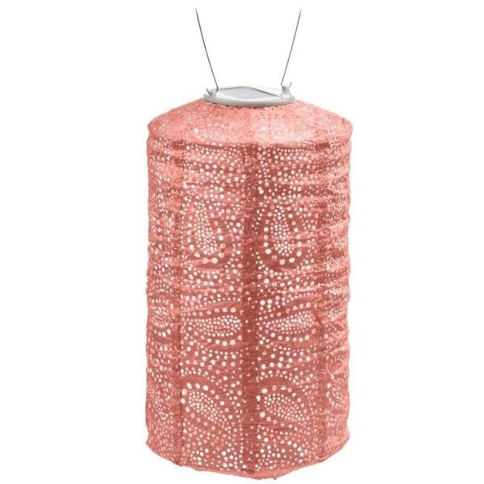 13" Cylinder Paisley Design LED Lantern, Pink
