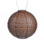 15" Round Ikat Design LED Lantern, Copper