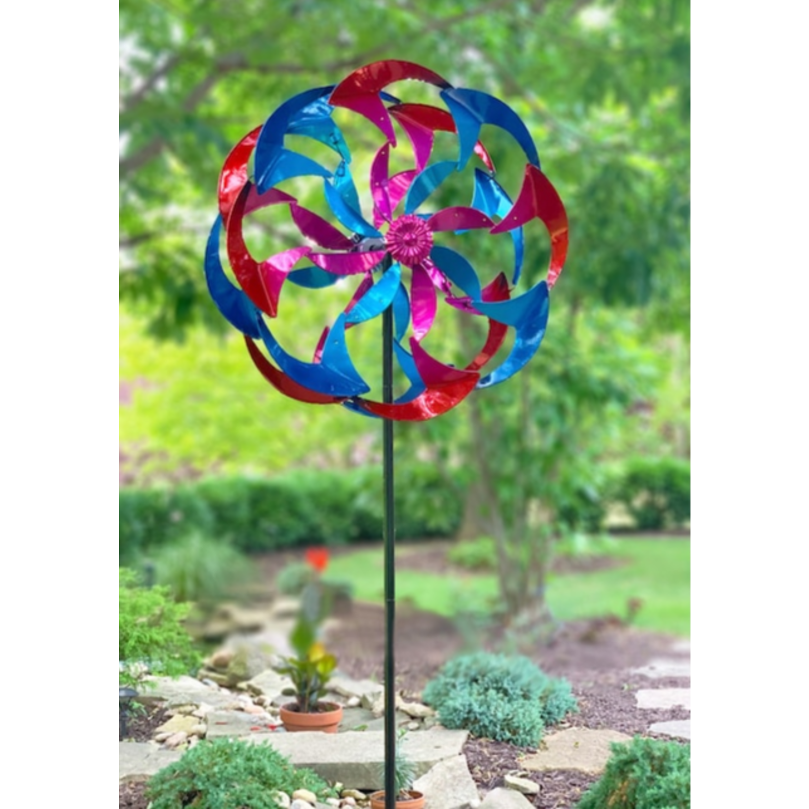 WIND SPINNER - PINK AND BLUE FLOWER