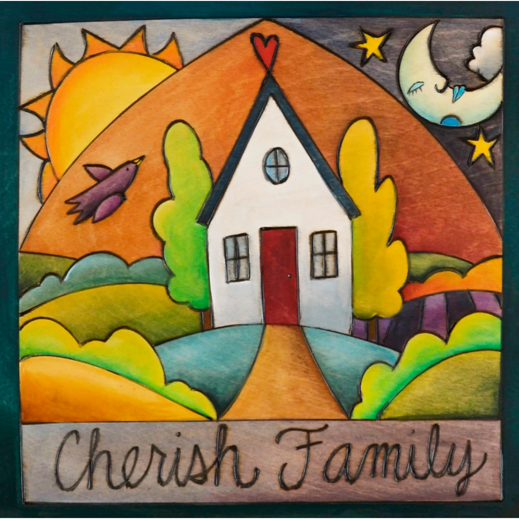 SINCERELY, STICKS FLY HOME WOOD WALL PLAQUE - "CHERISH FAMILY"