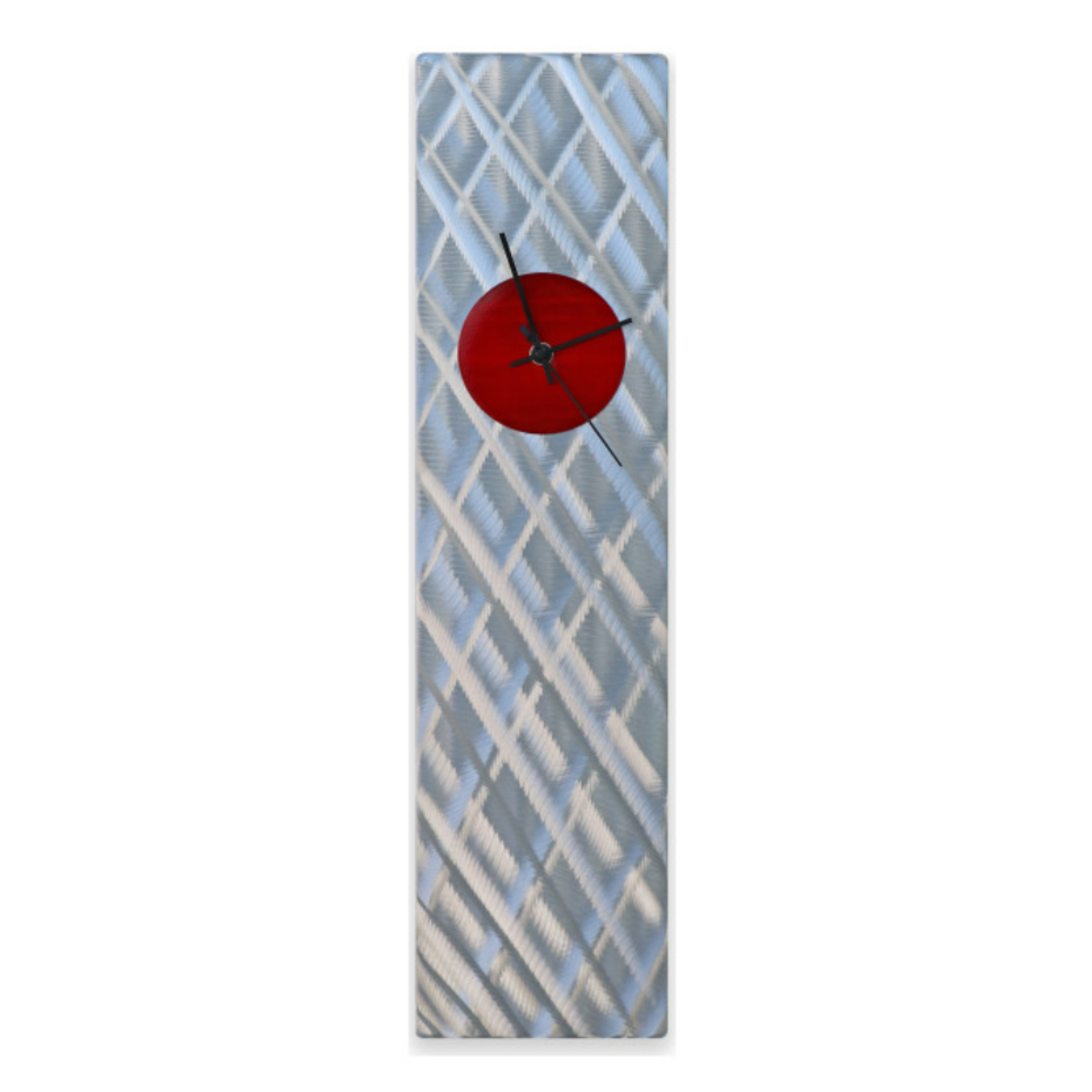 PLAID RECTANGULAR WALL CLOCK RED (ALUMINUM)