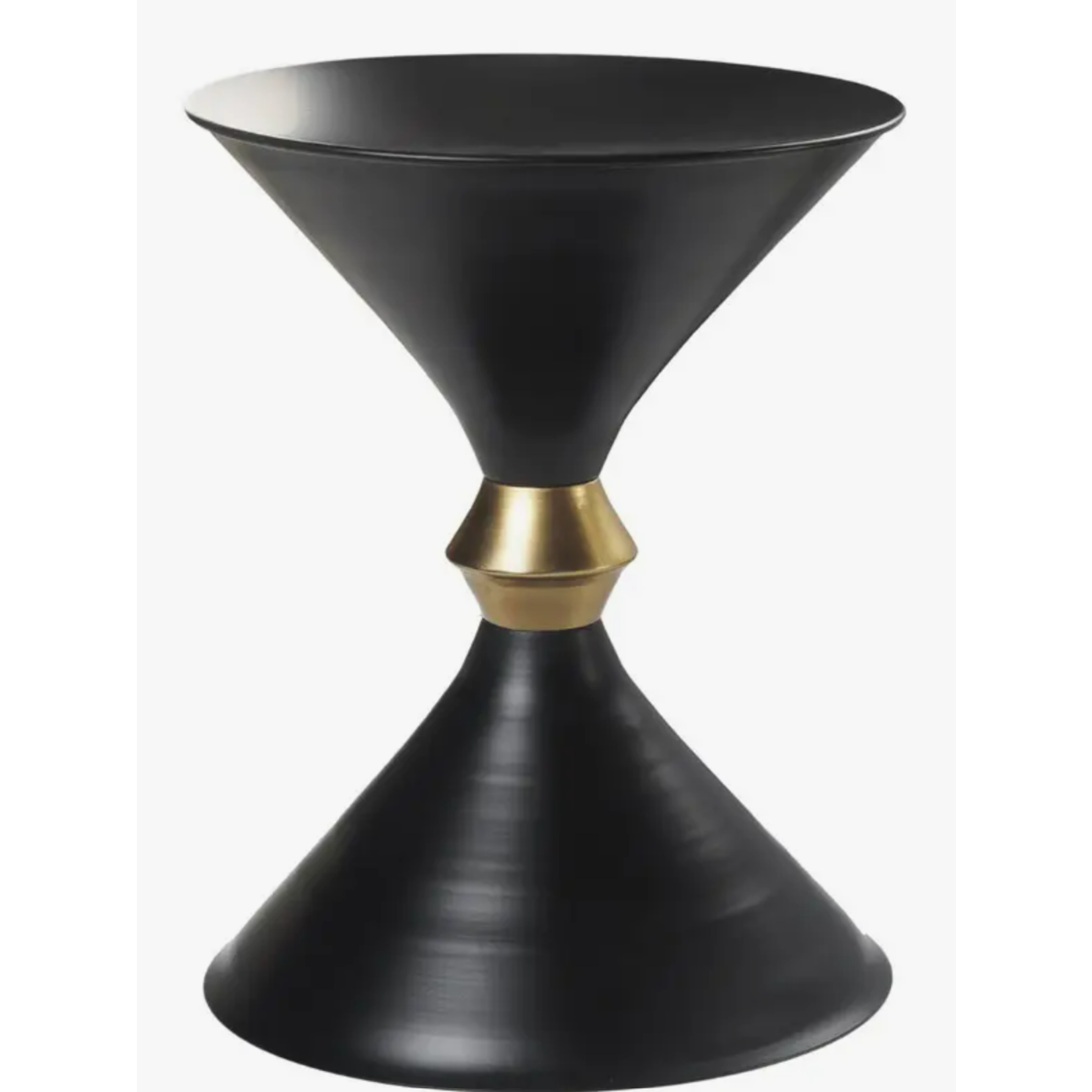 MODERN BLACK AND GOLD DRUM SIDE TABLE