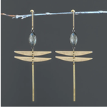 BAR TOP DRAGONFLY EARRINGS  WITH LABRADORITE
