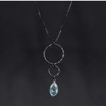 Circle Drop Necklace with Aqua (Hydro Quartz) Drop