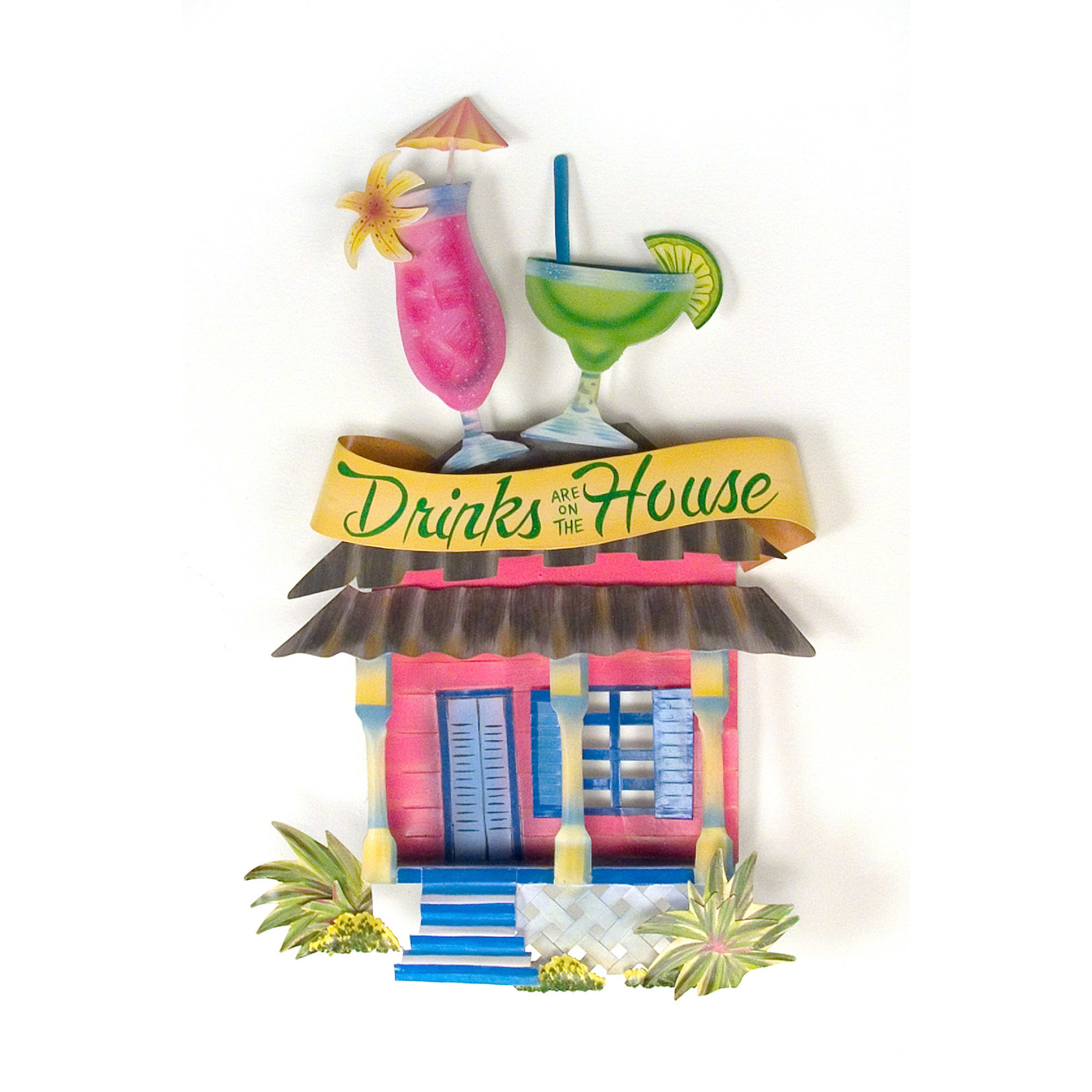 DRINKS ON THE HOUSE - METAL WALL ART