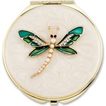 COMPACT MIRROR DRAGONFLY GREEN WINGS 1970