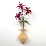 WOOD WALL VASE WITH WOOD FLOWERS  (LILY MAUVE)