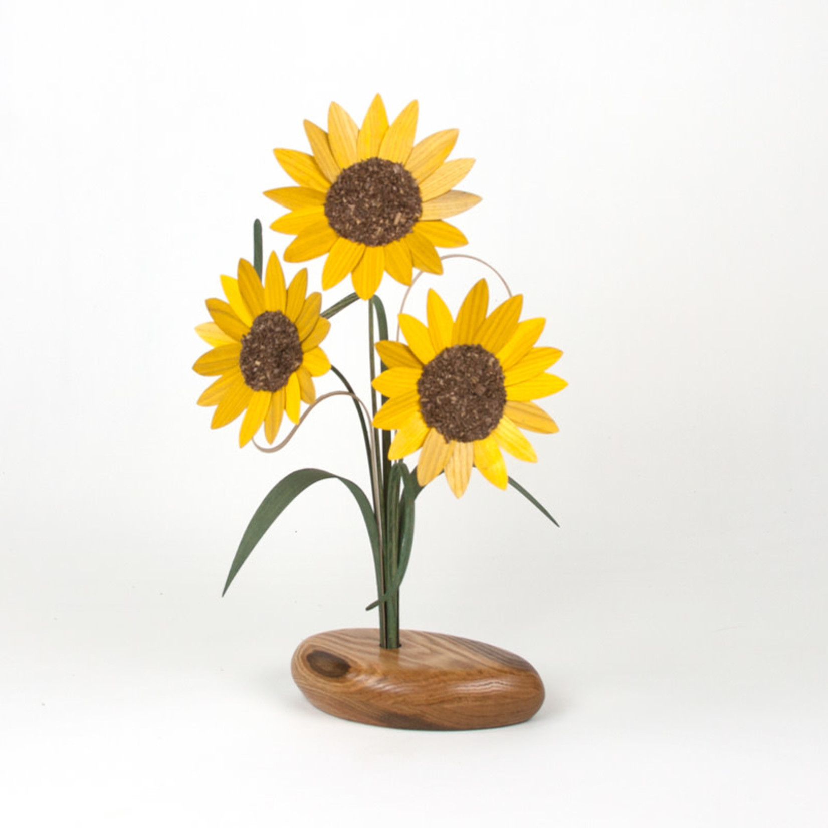 NATURE'S GIFT SERIES - WOOD VASE WITH WOOD SUNFLOWERS