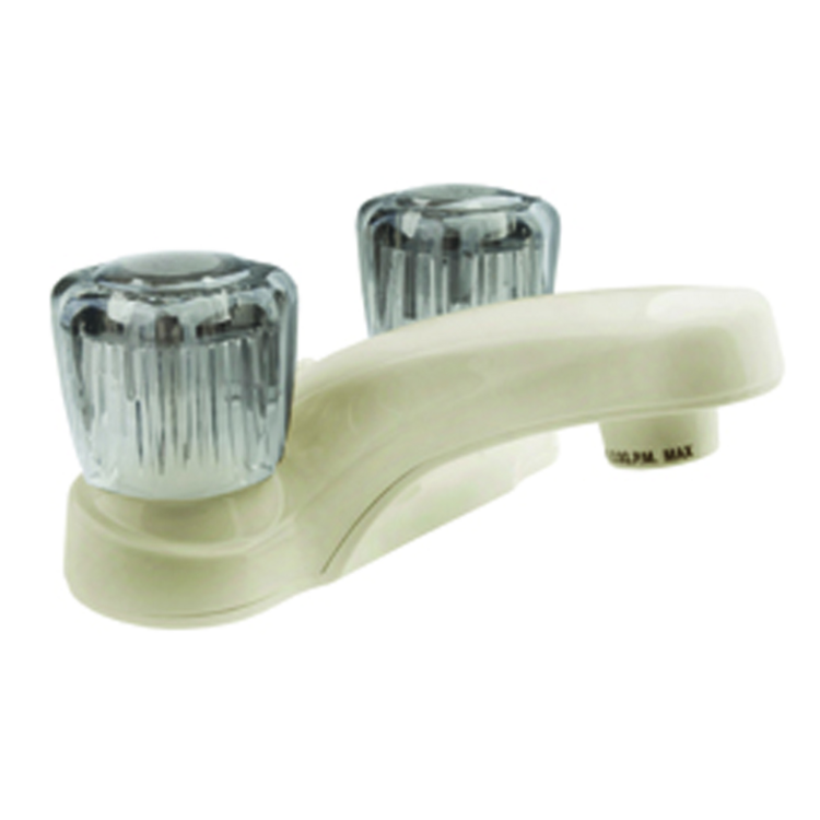 Dura Faucet RV Bathroom Faucet with Smoked Acrylic Knobs (Bisque Parchment)