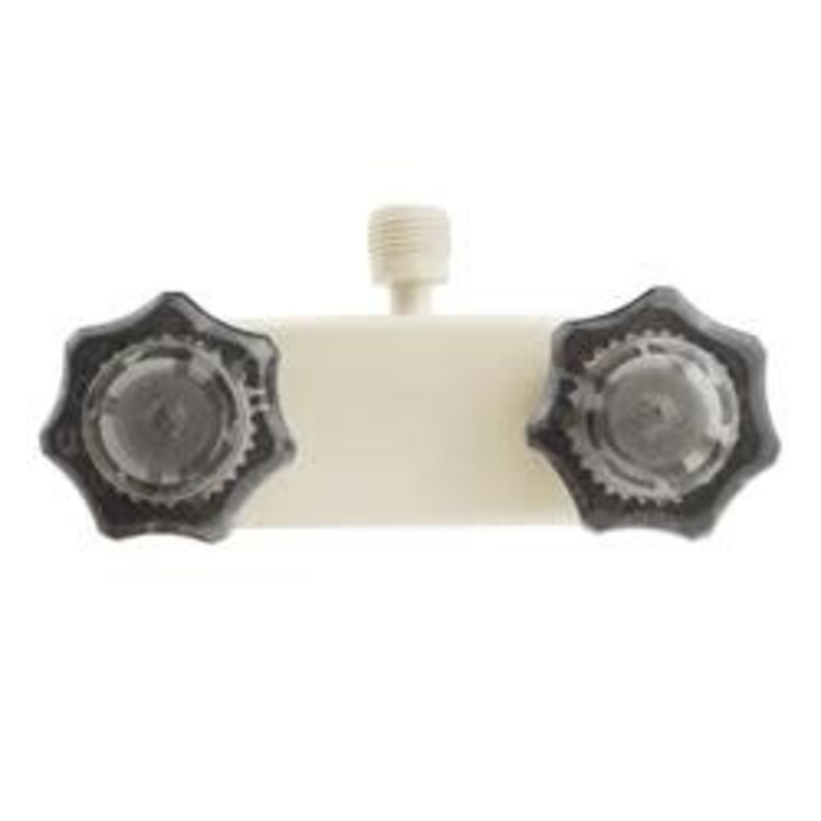 Dura Faucet RV Shower Faucet Valve Diverter with with Smoked Acrylic Knobs Bisque