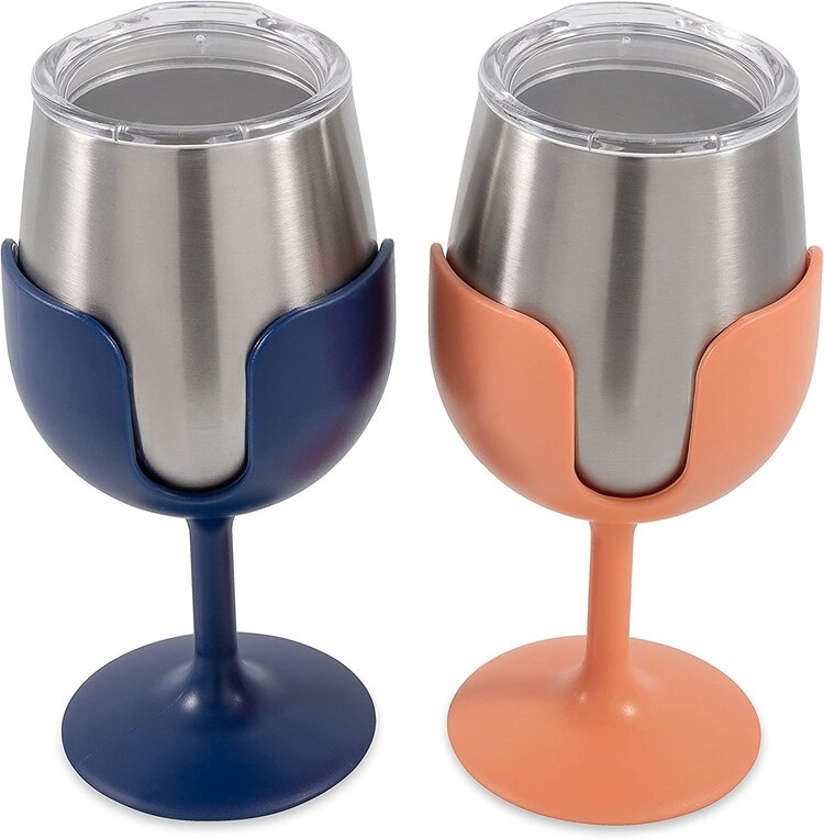 Camco WINE TUMBLER NAVY/PEACH