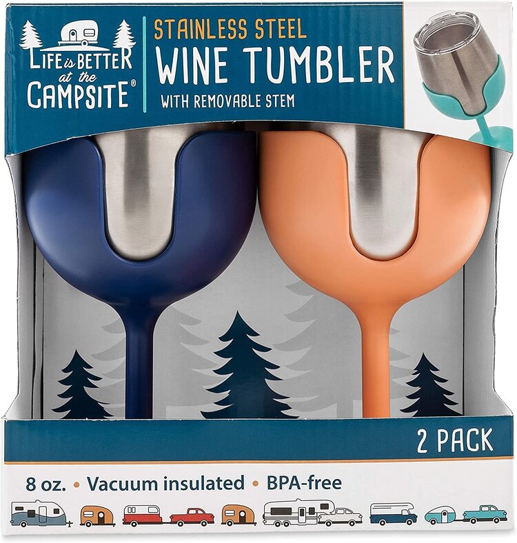 Camco WINE TUMBLER NAVY/PEACH