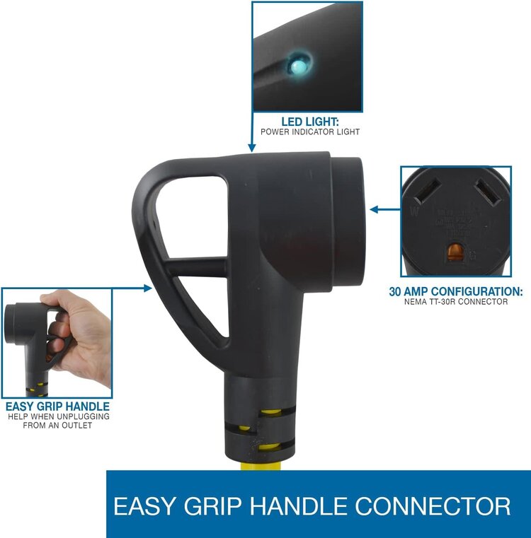 Conntek 50M to 30F Dogbone w/ Indicator Light and Ergo Grip