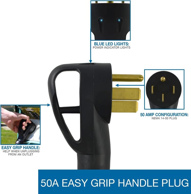 Conntek 50M to 30F Dogbone w/ Indicator Light and Ergo Grip