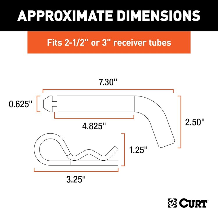 CURT 5/8 PIN & CLIP 3'' X  3''