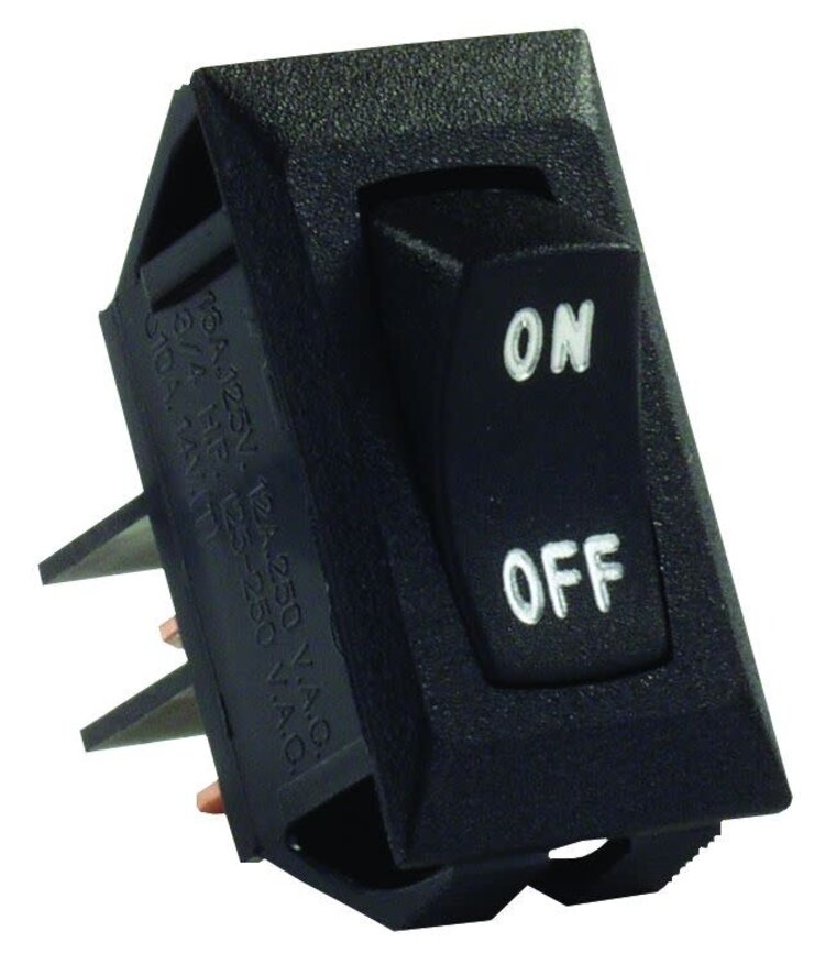 JR Products Labeled 12V On/Off Black Switch