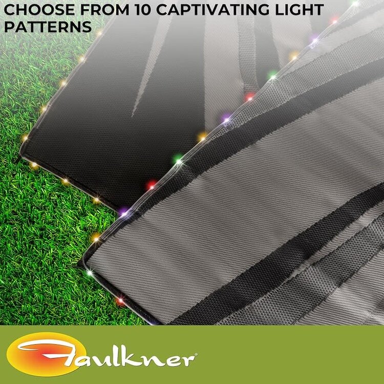 Faulkner Patio Mat Swish 12 Foot  x 9 Foot  Black/ Gray with Solar/ Lights