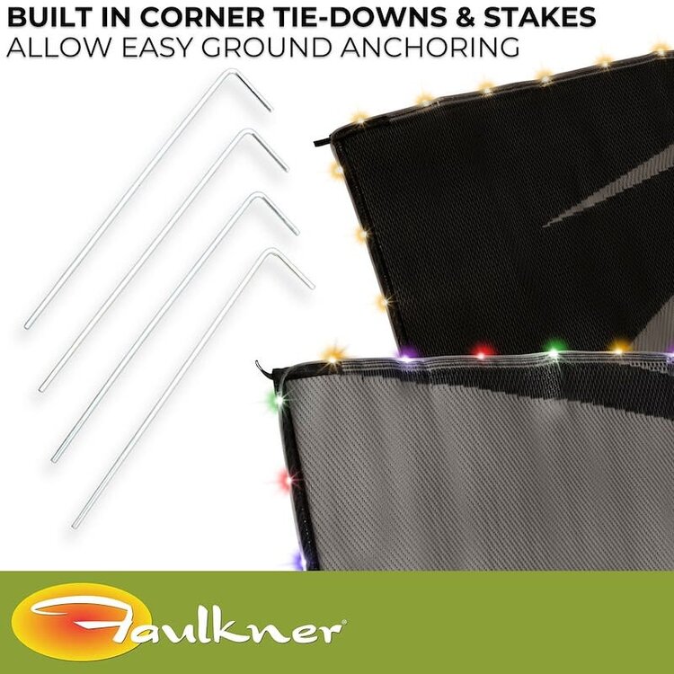 Faulkner Patio Mat Swish 12 Foot  x 9 Foot  Black/ Gray with Solar/ Lights