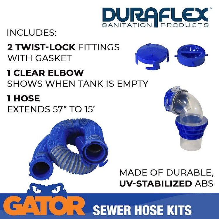 Duraflex Sewer Hose; Gator; 15 Foot Extended Length 24 Mil
