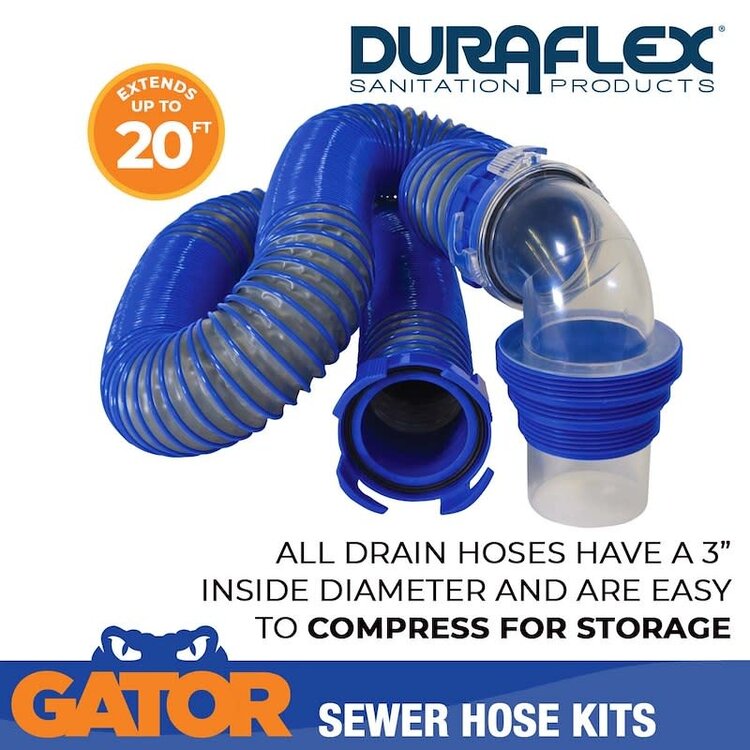 Duraflex Sewer Hose; Gator; 20 Foot Extended Length 24Mil