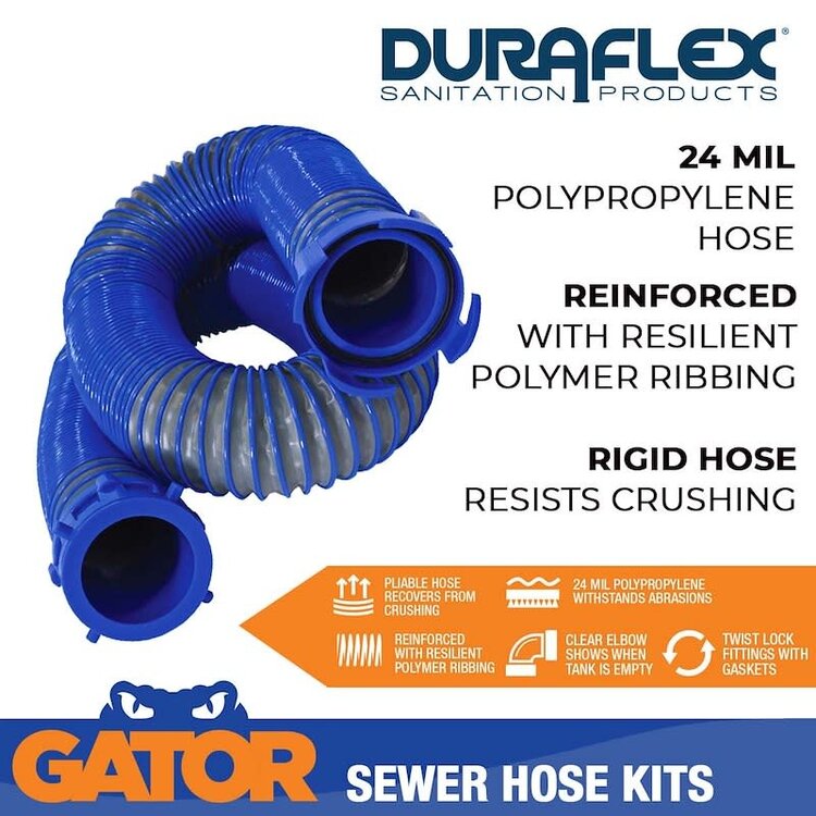 Duraflex Sewer Hose; Gator; 30 Foot Extended Length 24Mil