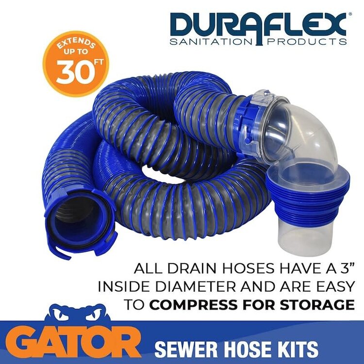 Duraflex Sewer Hose; Gator; 30 Foot Extended Length 24Mil