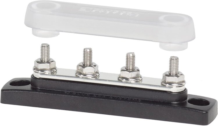 Blue Sea Systems 100 Amp Bus Bar 4 Connections with Cover 10-32 Studs